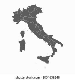 Gray map-Italy map. Each city and border has separately for your infographics and earth template for website. Vector illustration eps 10.