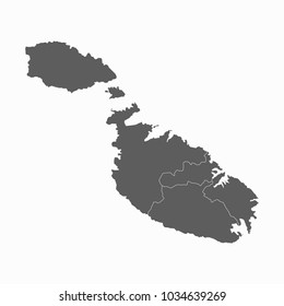 Gray map-Malta map. Each city and border has separately for your infographics and earth template for website. Vector illustration eps 10.