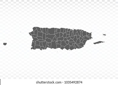 Gray map-Puerto Rico map. Each city and border has separately for your infographics and earth template for website. Vector illustration eps 10.