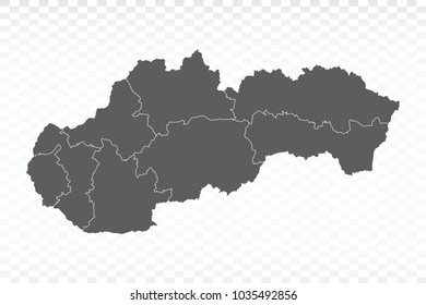 Gray map-Slovakia map. Each city and border has separately for your infographics and earth template for website. Vector illustration eps 10.