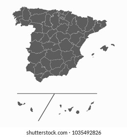 Gray map-Spain Provinces map. Each city and border has separately for your infographics and earth template for website. Vector illustration eps 10.