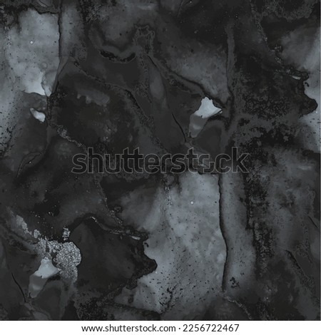 Gray Marble Pattern. Grey Marble Watercolor. Grey Rock Paint. Black Water Color Repeat Slate. Fluid Elegant Grunge. Gray Seamless Background. Luxury Alcohol Ink Background. Vector Seamless Painting.