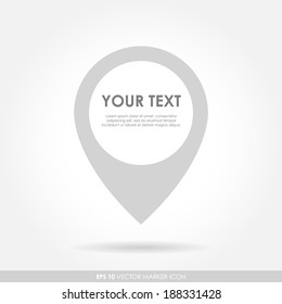 Gray marker or pointer icon with space for text - light version