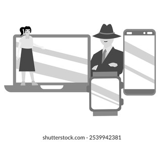 Gray market. Vector simple color flat illustration.