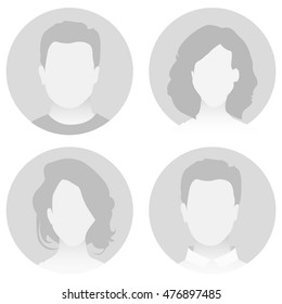 Gray material vector people avatar (man and woman)