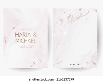 Gray mauve watercolor fluid painting vector design cards. Purple and rose gold marble geode frames. Spring wedding invitations. Petal veil texture. Dye splash style. Alcohol ink.Isolated and editable