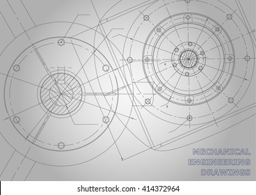 Gray Mechanical engineering drawings. Background for inscription. Vector Corporate Identity