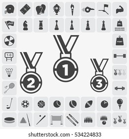 Gray medal isolated vector icon