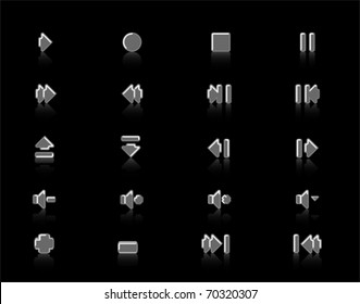 gray Media control web 2.0 buttons navigation panel. icon set