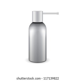 Gray Medical Drags Aerosol Spray Metal 3D Bottle Can: Paint, Graffiti, Deodorant. Ready For Your Design. Vector EPS10