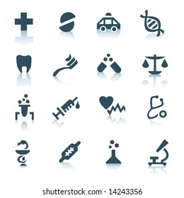 Gray medicine icons on white background