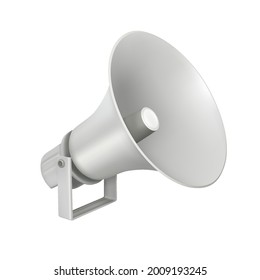 Gray megaphone speaker isolated on white background. 3d vector illustration