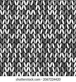 Gray melange handmade knit pattern. Vector illustration of grey knitted seamless texture from multicolor yarn. Abstract heather marl background for man clothes.