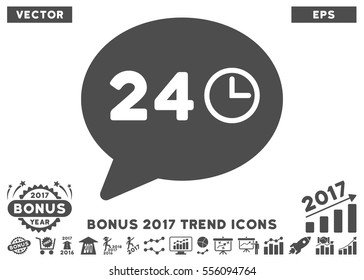 Gray Message Hours pictogram with bonus 2017 year trend icon set. Vector illustration style is flat iconic symbols, white background.