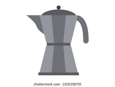 Gray metal coffee pot icon on white background.