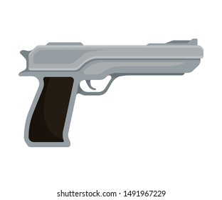 Gray metal gun. Vector illustration on a white background.