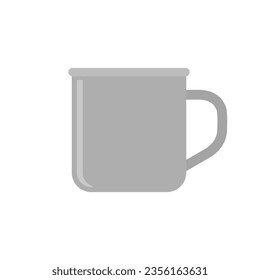 Icono de la taza de metal gris. Ilustración vectorial.