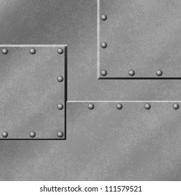 A Gray Metal Plate Background with Rivets