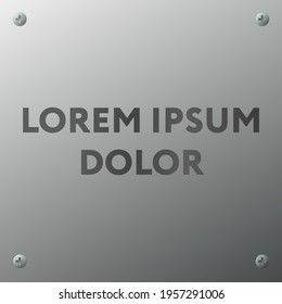 Gray metal plate with bolts for design