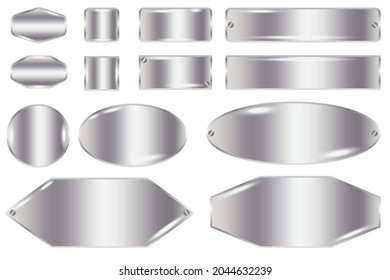 Gray metal plates set. Flat collection. Abstract art design. Hand drawn picture. Vector illustration. Stock image. 