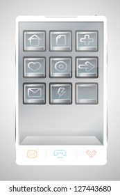 Gray metallic icons set on touchscreen smartphone desktop