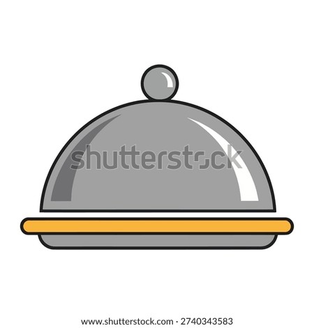 A gray metallic serving dish with a cloche cover and wooden base