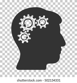 Gray Mind Gear Rotation toolbar icon. Vector pictogram style is a flat symbol on chess transparent background.