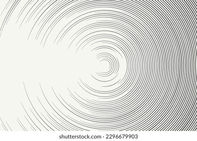 Líneas dinámicas abstractas y circulares de color gris aisladas en un fondo brillante. El concepto de banner de tecnología futurista. Ilustración del vector