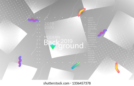 Gray minimal geometric background. Fluid shapes composition. Futuristic background template.  Business landing page. A4 size. Eps10 . - Vector