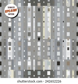 Gray minimalistic 8 bit background. Seamless pattern. Vector design.