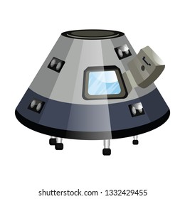 Gray minimalistic spaceship vector illustration on white background