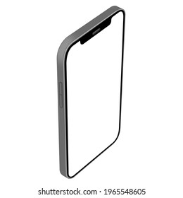 Gray mobile phone with displayed internet browser and blank web page for inserting your own text or graphics