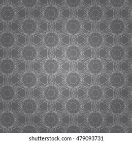 Gray modern Geometric background. White  patterned net lace on gray background