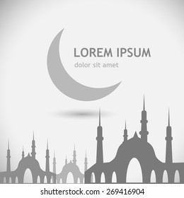 gray month and a mosque. Vector