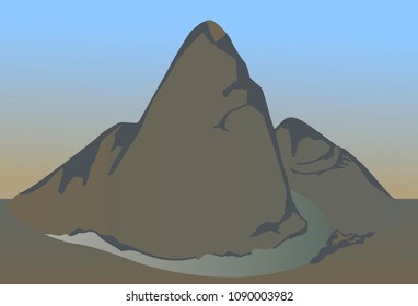 gray mountains against the background of the sky
