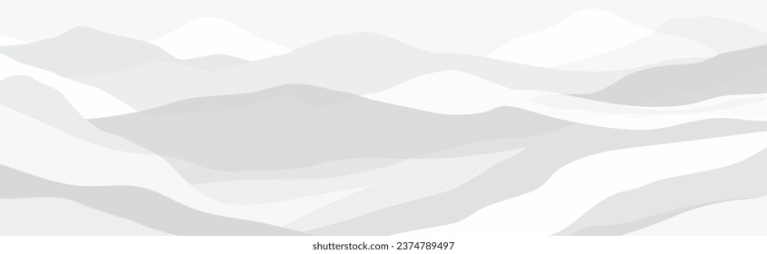 Gray mountains, translucent waves, abstract glass shapes, modern background, vector design Illustration for you project