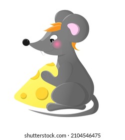 Gray mouse eating cheese.
The gray rat looks at the cheese. Cheese and a mouse. 
Delicious yellow cheese.