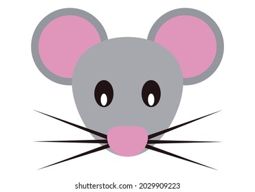 Gray mouse head icon on white background.