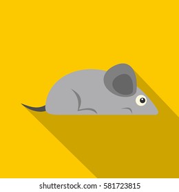 Gray mouse icon. Flat illustration of gray mouse vector icon for web isolated on yellow background