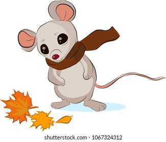 
gray mouse in a scarf