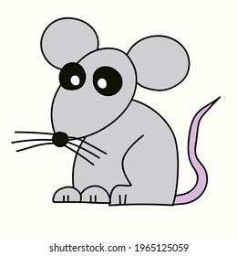 Gray mouse. vector on white background 