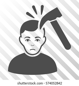 Gray Murder With Hammer toolbar icon. Vector pictogram style is a flat symbol on diagonal hatch transparent background.