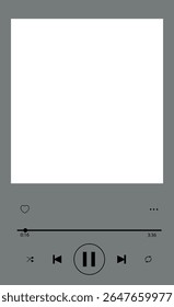 Design de player de música cinza com seus botões, ideal para design de capa de música.