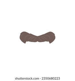 Gray mustache facial hair style. The Chevron, Lampshade moustache. Decorative fake retro whisker flat elements. Barbershop gentleman hipster fashion. Vector illustration isolated on white