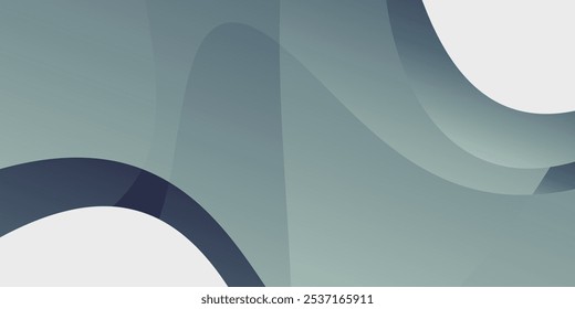 A gray and muted blue abstract design with curved shapes.