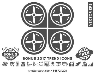 Gray Nanocopter Screws Rotaion icon with bonus 2017 year trend elements. Vector illustration style is flat iconic symbols, white background.