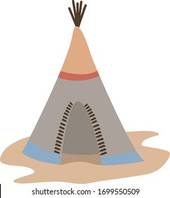 Gray Native American Tipi Vektorillustration. Wigwam-Kunst