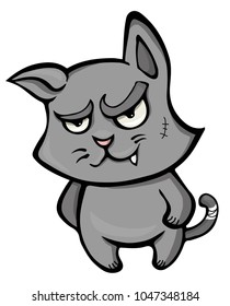 Gray naughty cat is smirking isolatedon white background 