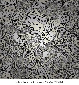 Gray, neutral and black on colors. Tender fabric pattern. Seamless Abstract interesting background. Vector. Doodles pattern.