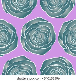 Gray, neutral and blue floral seamless pattern.